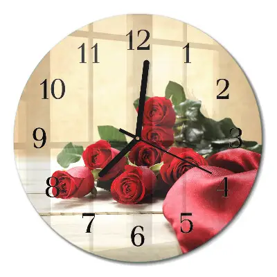 Klok glas met opdruk rond Rozen