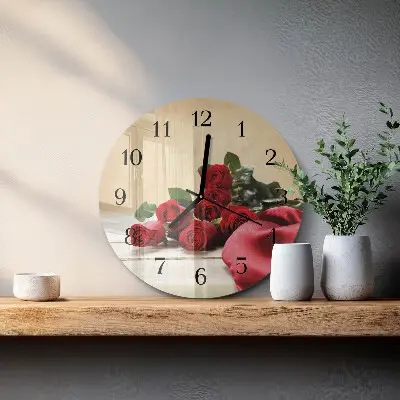 Klok glas met opdruk rond Rozen