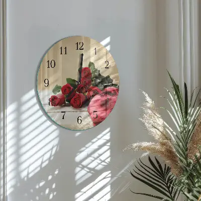 Klok glas met opdruk rond Rozen