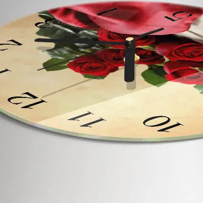 Klok glas met opdruk rond Rozen