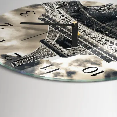Ronde glazen wandklok Eiffeltoren