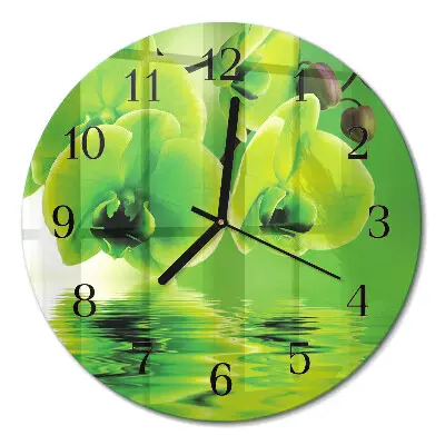 Klok glas met opdruk rond Orchidee