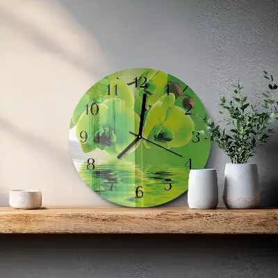Klok glas met opdruk rond Orchidee