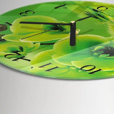 Klok glas met opdruk rond Orchidee