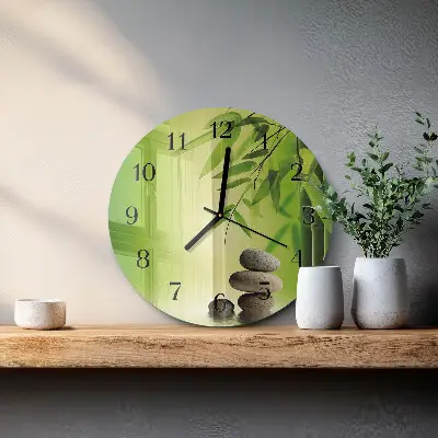 Ronde glazen wandklok Stenen