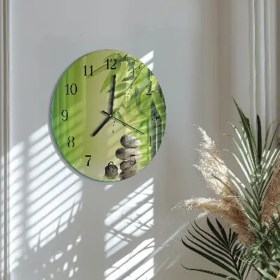 Ronde glazen wandklok Stenen