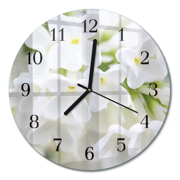 Wandklok glas decoratie rond Bloemen