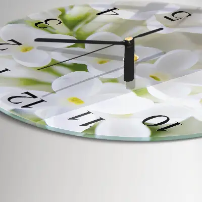 Wandklok glas decoratie rond Bloemen