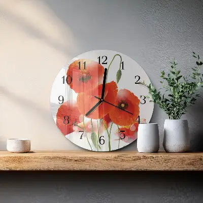 Ronde glas klok Klaprozen