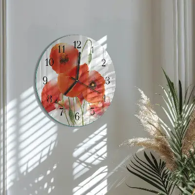 Ronde glas klok Klaprozen