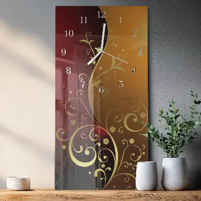 Verticale rechthoekige glazen wandklok Abstractie