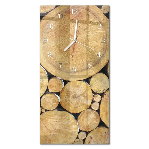 Verticale rechthoekige glazen wandklok Hout