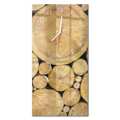 Verticale rechthoekige glazen wandklok Hout