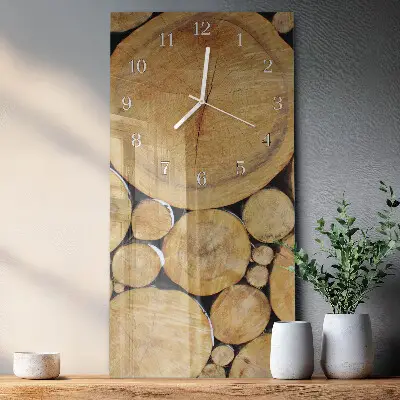 Verticale rechthoekige glazen wandklok Hout