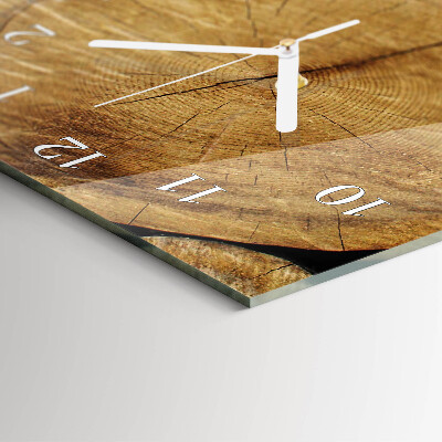 Verticale rechthoekige glazen wandklok Hout