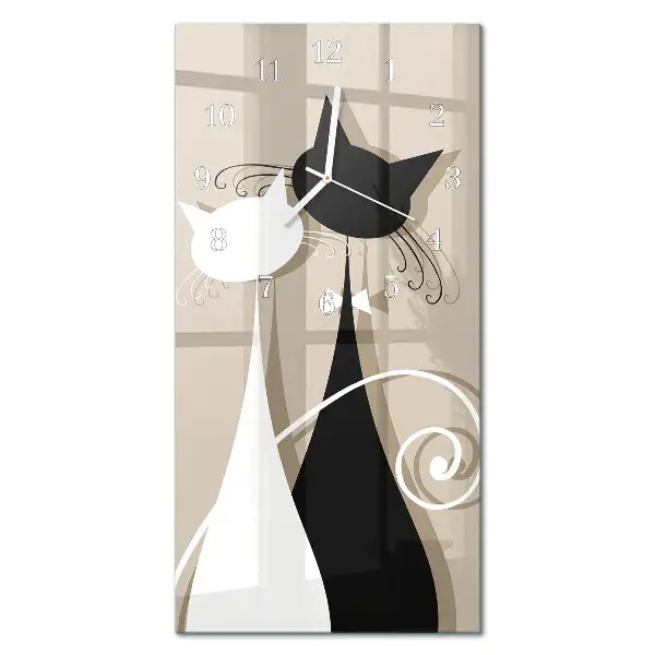 Rechthoekige glas klok verticaal Katten