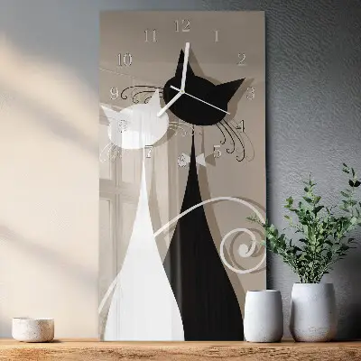 Rechthoekige glas klok verticaal Katten