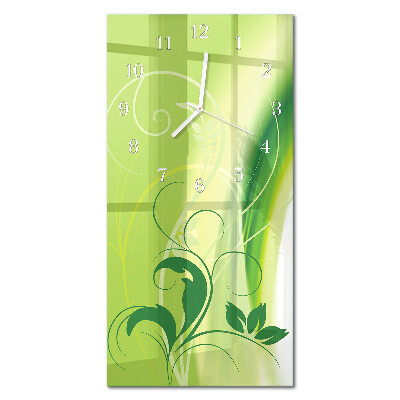 Verticale moderne glazen wandklok Bloemenpatroon