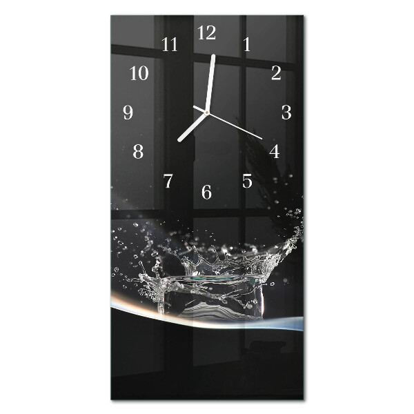 Verticale rechthoekige glazen wandklok Water