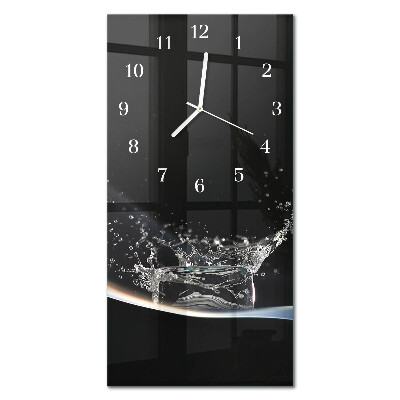 Verticale rechthoekige glazen wandklok Water