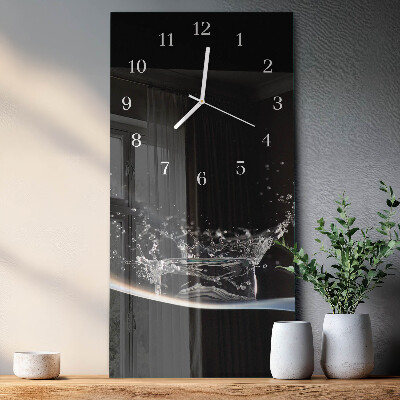 Verticale rechthoekige glazen wandklok Water