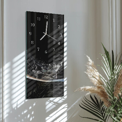 Verticale rechthoekige glazen wandklok Water