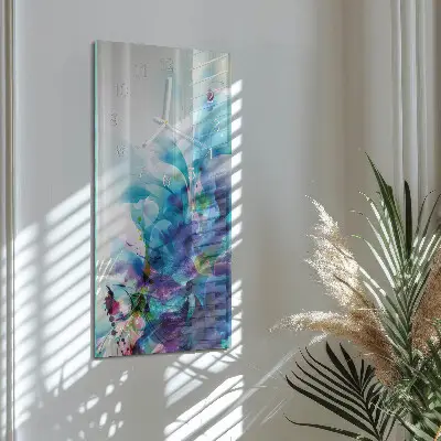 Verticale moderne glazen wandklok Abstractie