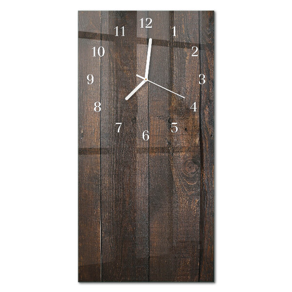 Verticale rechthoekige glazen wandklok Hout