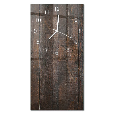 Verticale rechthoekige glazen wandklok Hout