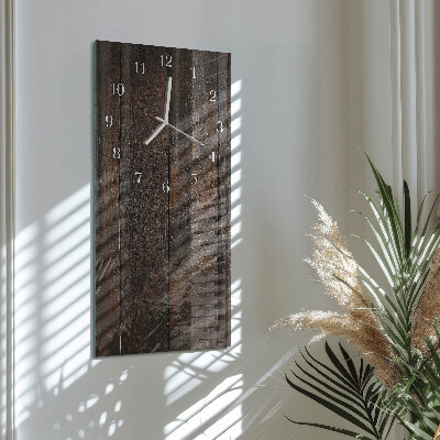 Verticale rechthoekige glazen wandklok Hout