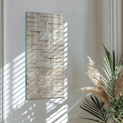 Verticale rechthoekige glazen wandklok Stenen muur