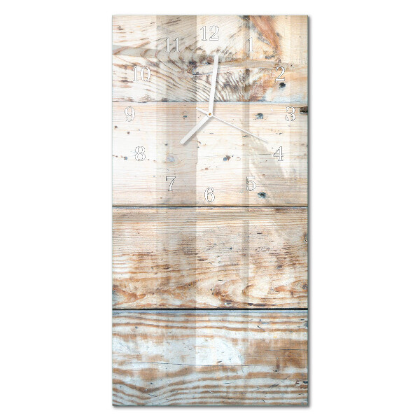 Verticale rechthoekige glazen wandklok Hout
