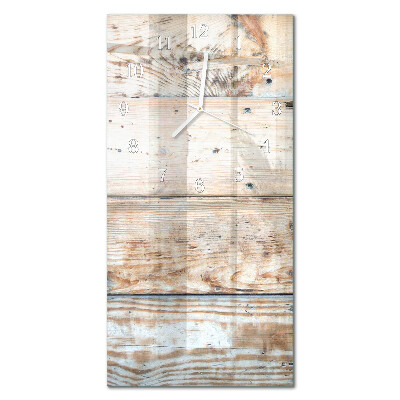 Verticale rechthoekige glazen wandklok Hout
