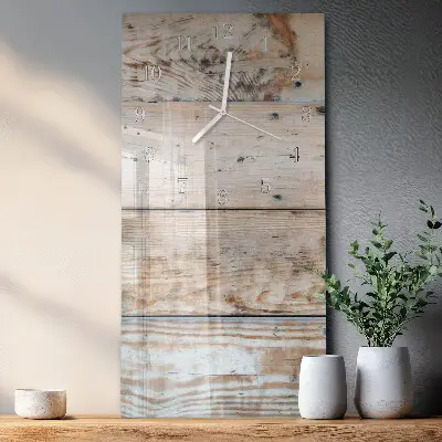 Verticale rechthoekige glazen wandklok Hout
