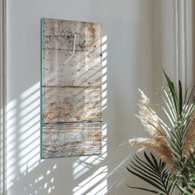 Verticale rechthoekige glazen wandklok Hout