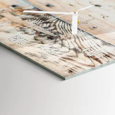 Verticale rechthoekige glazen wandklok Hout