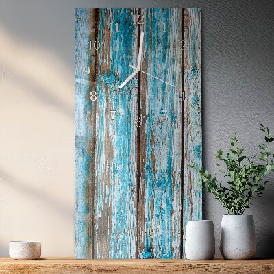 Verticale moderne glazen wandklok Hout
