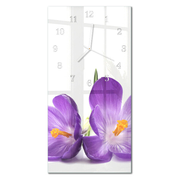 Verticale rechthoekige glazen wandklok Bloem