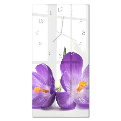Verticale rechthoekige glazen wandklok Bloem