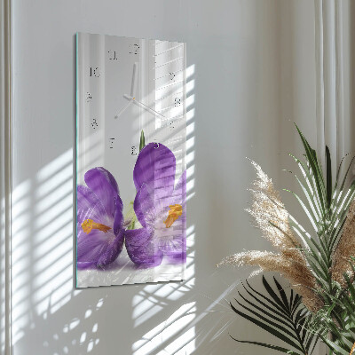 Verticale rechthoekige glazen wandklok Bloem
