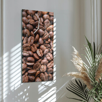 Verticale moderne glazen wandklok Cafeïnebonen