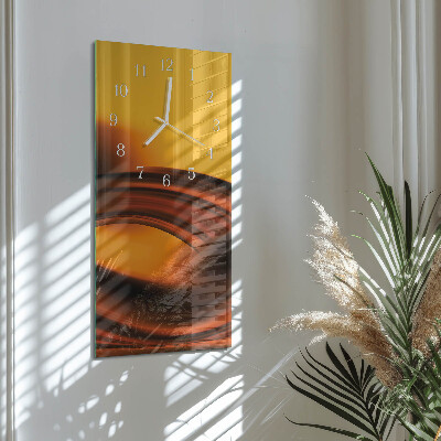 Verticale rechthoekige glazen wandklok Abstractie