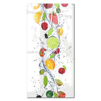 Verticale moderne glazen wandklok Fruit