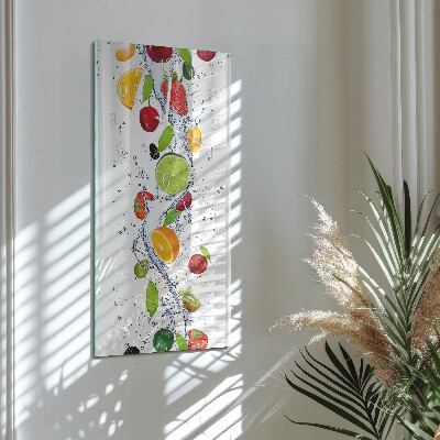 Verticale moderne glazen wandklok Fruit