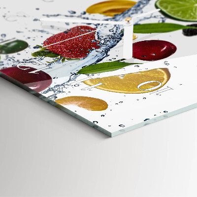 Verticale moderne glazen wandklok Fruit