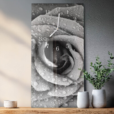 Verticale moderne glazen wandklok Roos