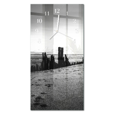 Rechthoekige glas klok verticaal Strand
