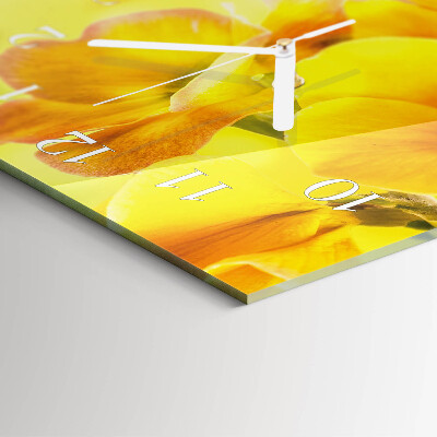 Verticale moderne glazen wandklok Bloemen