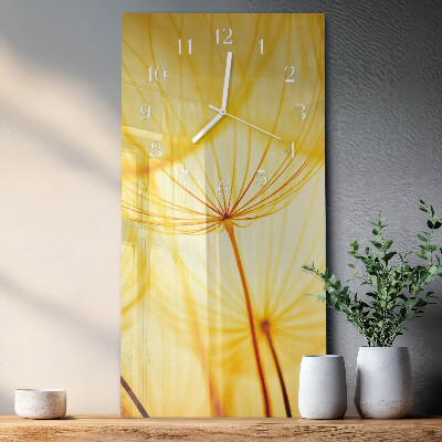 Verticale rechthoekige glazen wandklok Bloem