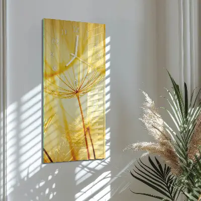 Verticale rechthoekige glazen wandklok Bloem